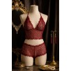 Kadın Bordo Dantel Bralet Şort Takımı – Asil Ve Sofistike İç Giyim