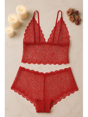 Kadın Kırmızı Dantel Bralet Şort Takımı – Tutkulu Ve Çekici İç Giyim Kadın Kırmızı Dantel Bralet Şort Takımı – Tutkulu Ve Çekici İç Giyim