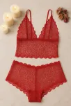 Kadın Kırmızı Dantel Bralet Şort Takımı – Tutkulu Ve Çekici İç Giyim