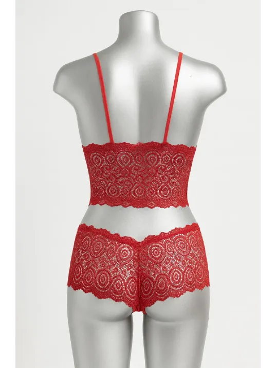 Kadın Kırmızı Dantel Bralet Şort Takımı – Tutkulu Ve Çekici İç Giyim