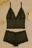 Kadın Siyah Dantel Bralet Şort Takımı – Şık, Zarif Ve Feminen İç Giyim