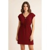 Kadın Bordo Yanları Yırtmaçlı Tokalı V Yaka Mini Plaj Elbisesi Kadın Bordo Yanları Yırtmaçlı Tokalı V Yaka Mini Plaj Elbisesi