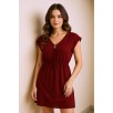 Kadın Bordo Yanları Yırtmaçlı Tokalı V Yaka Mini Plaj Elbisesi Kadın Bordo Yanları Yırtmaçlı Tokalı V Yaka Mini Plaj Elbisesi