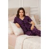 Kadın Mor Kalp Desenli Fiyonklu Kısa Kollu Uzun Pijama Takımı Kadın Mor Kalp Desenli Fiyonklu Kısa Kollu Uzun Pijama Takımı
