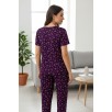 Kadın Mor Kalp Desenli Fiyonklu Kısa Kollu Uzun Pijama Takımı Kadın Mor Kalp Desenli Fiyonklu Kısa Kollu Uzun Pijama Takımı