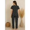 Kadın Siyah Kalp Desenli Fiyonklu Kısa Kollu Uzun Pijama Takımı Kadın Siyah Kalp Desenli Fiyonklu Kısa Kollu Uzun Pijama Takımı
