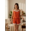 Kadın Turuncu Kalp Desenli Askılı Şortlu Dantelli Pijama Takımı Kadın Turuncu Kalp Desenli Askılı Şortlu Dantelli Pijama Takımı