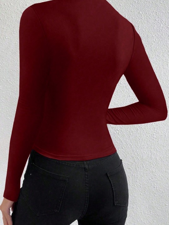 Kadın Bordo Belden Ve Boyundan Büzgü Detaylı Uzun Kollu Bluz Kadın Bordo Belden Ve Boyundan Büzgü Detaylı Uzun Kollu Bluz