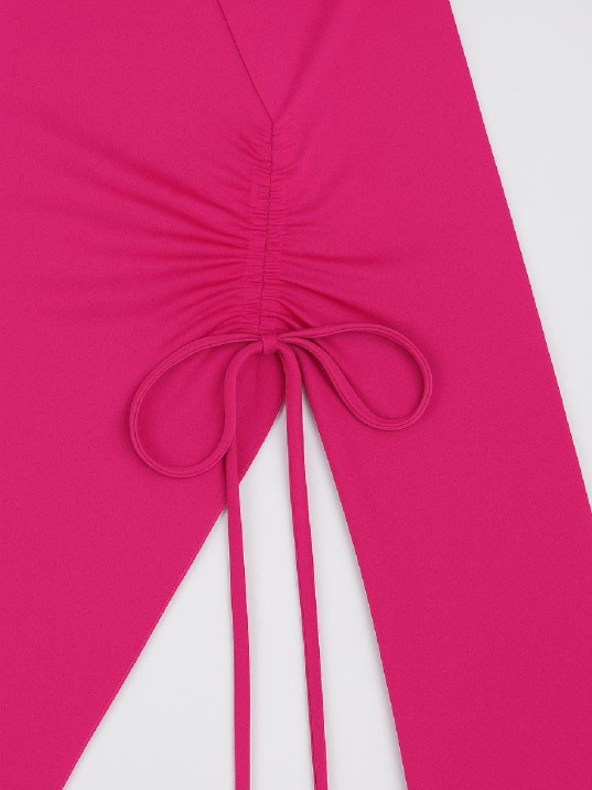 Kadın Fuşya Uzun İspanyol Kollu Asimetirik Yaka Yandan Bağlamalı Drapeli Bluz Kadın Fuşya Uzun İspanyol Kollu Asimetirik Yaka Yandan Bağlamalı Drapeli Bluz