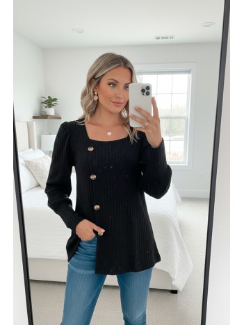Kadın Uzun Kollu Düğmeli Mevsimlik Bluz – Yumuşak Dokulu, Esnek Ve Sıcak Tutan Kumaş