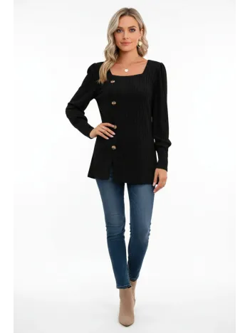 Kadın Uzun Kollu Düğmeli Mevsimlik Bluz – Yumuşak Dokulu, Esnek Ve Sıcak Tutan Kumaş