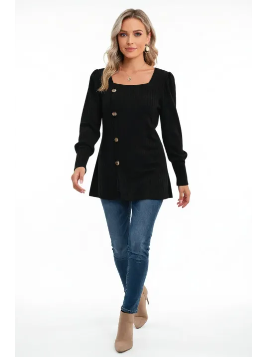 Kadın Uzun Kollu Düğmeli Mevsimlik Bluz – Yumuşak Dokulu, Esnek Ve Sıcak Tutan Kumaş