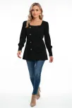 Kadın Uzun Kollu Düğmeli Mevsimlik Bluz – Yumuşak Dokulu, Esnek Ve Sıcak Tutan Kumaş