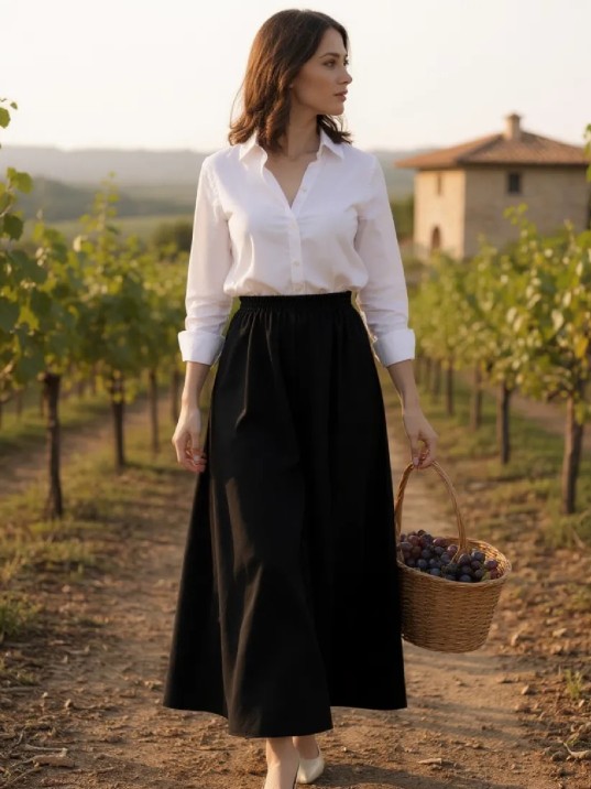 Kadın Siyah Double Kumaş Beli Lastikli Cepli Etek Kadın Siyah Double Kumaş Beli Lastikli Cepli Etek