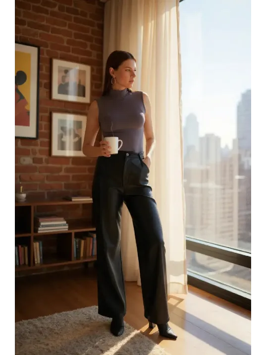 Kadın Antrasit Gri Kolsuz Balıkçı Yaka Basic Bluz