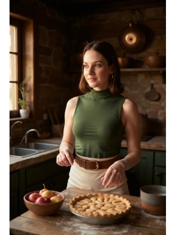 Kadın Haki Yeşili Kolsuz Balıkçı Yaka Basic Bluz Kadın Haki Yeşili Kolsuz Balıkçı Yaka Basic Bluz