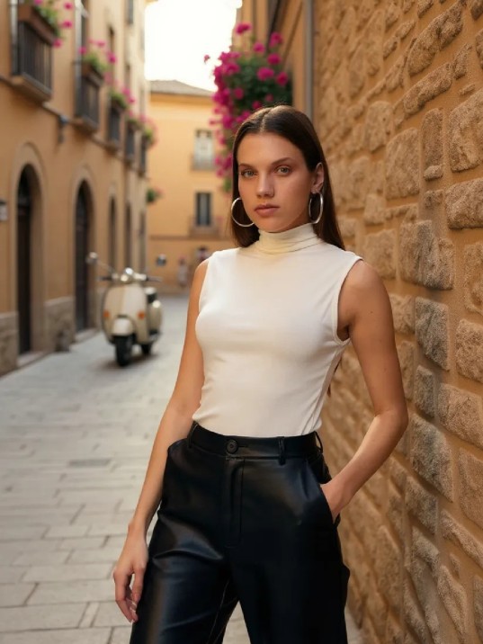 Kadın Beyaz Kolsuz Balıkçı Yaka Basic Bluz Kadın Beyaz Kolsuz Balıkçı Yaka Basic Bluz