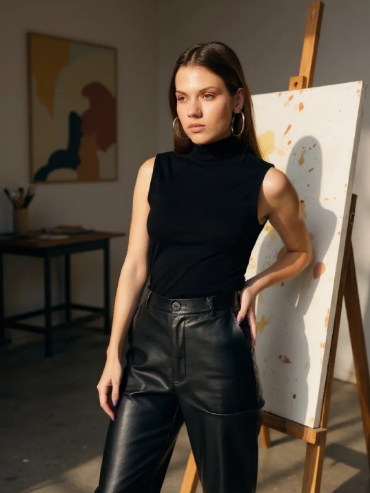 Kadın Siyah Kolsuz Balıkçı Yaka Basic Bluz Kadın Siyah Kolsuz Balıkçı Yaka Basic Bluz