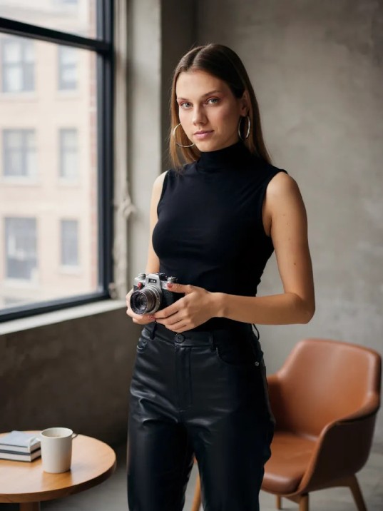 Kadın Siyah Kolsuz Balıkçı Yaka Basic Bluz Kadın Siyah Kolsuz Balıkçı Yaka Basic Bluz