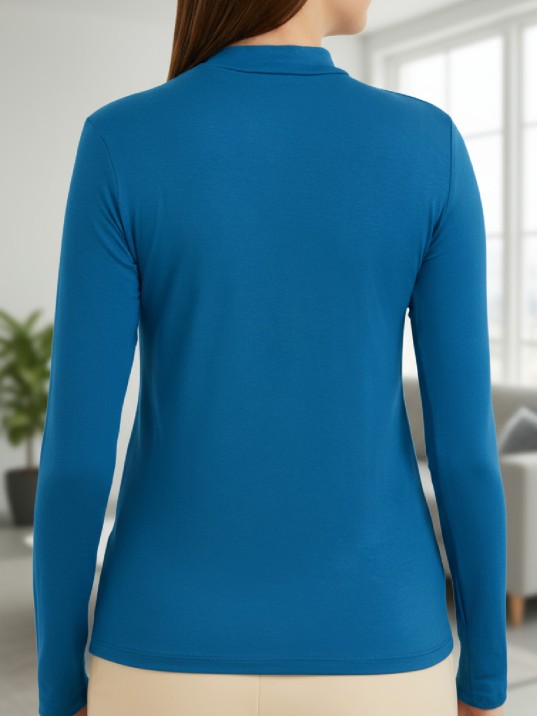 Kadın Mavi Parmak Detaylı Esnek Uzun Kollu Body Kadın Mavi Parmak Detaylı Esnek Uzun Kollu Body