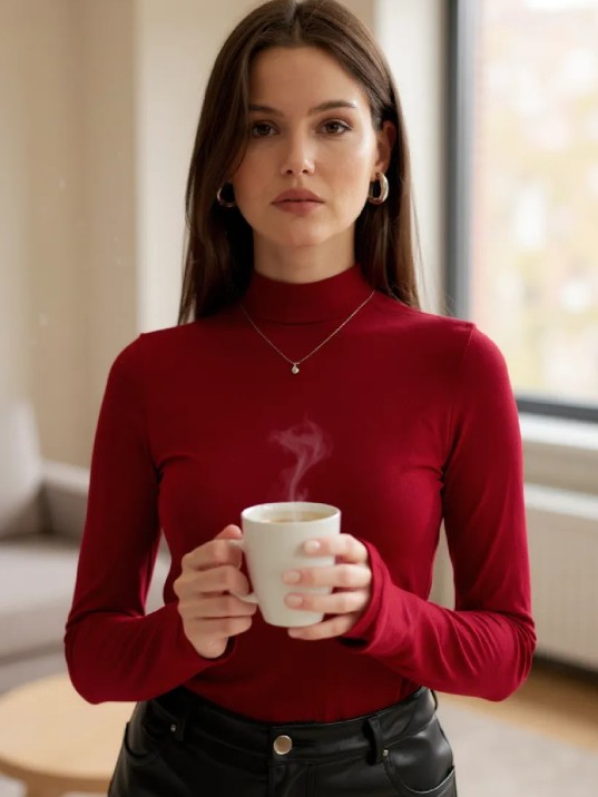 Kadın Bordo Parmak Detaylı Esnek Uzun Kollu Body Kadın Bordo Parmak Detaylı Esnek Uzun Kollu Body