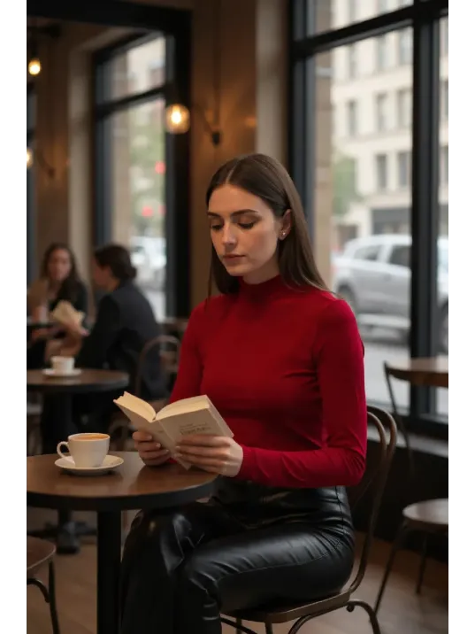 Kadın Bordo Parmak Detaylı Esnek Uzun Kollu Body