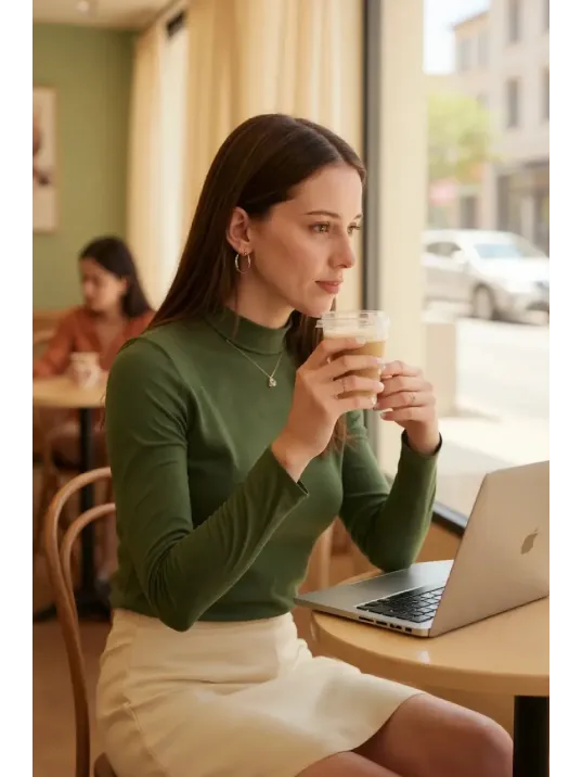 Kadın Haki Yeşili Parmak Detaylı Esnek Uzun Kollu Body