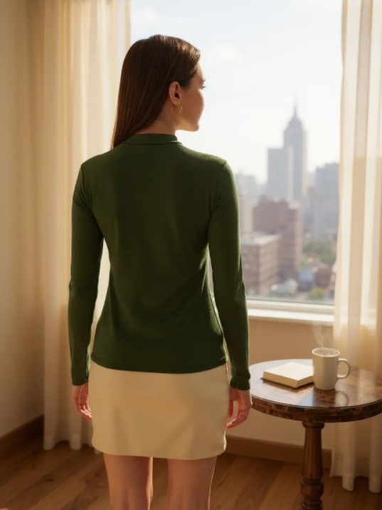 Kadın Haki Yeşili Parmak Detaylı Esnek Uzun Kollu Body Kadın Haki Yeşili Parmak Detaylı Esnek Uzun Kollu Body