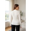 Kadın Beyaz Parmak Detaylı Esnek Uzun Kollu Body