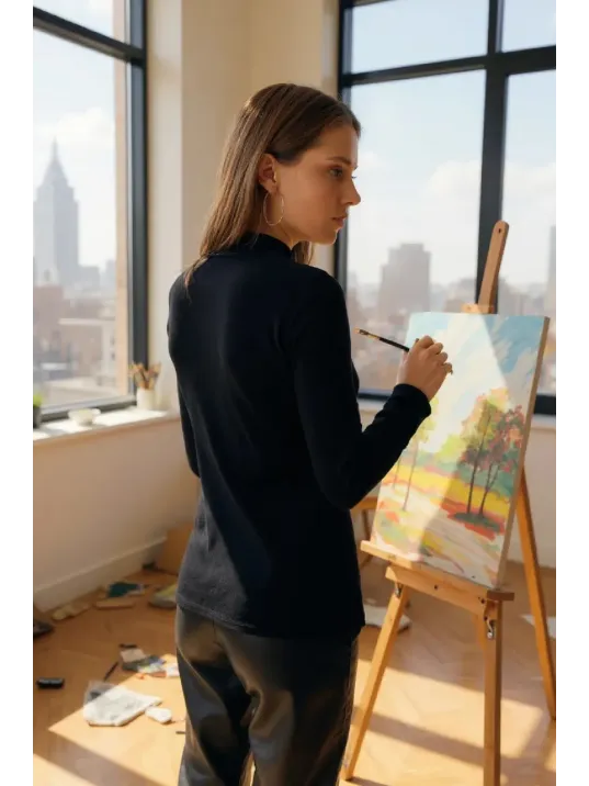 Kadın Siyah Parmak Detaylı Esnek Uzun Kollu Body