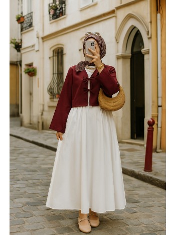 Kadın Bordo Kısa Kimono Ceket – Zarif Ve Şık Kombin Parçası