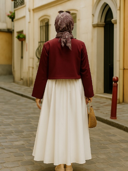 Kadın Bordo Kısa Kimono Ceket – Zarif Ve Şık Kombin Parçası