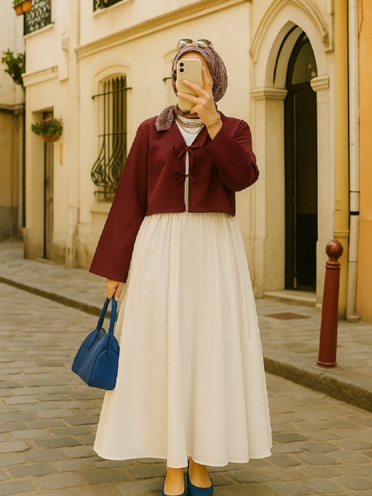 Kadın Bordo Kısa Kimono Ceket – Zarif Ve Şık Kombin Parçası
