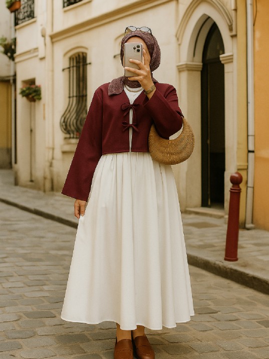 Kadın Bordo Kısa Kimono Ceket – Zarif Ve Şık Kombin Parçası