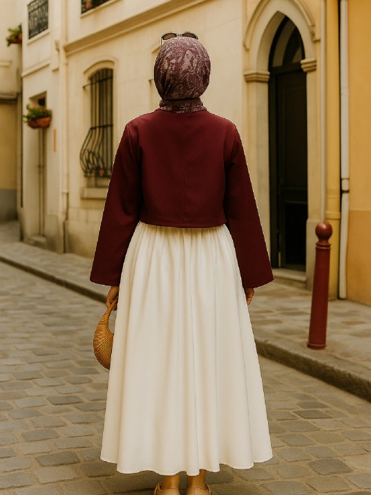 Kadın Bordo Kısa Kimono Ceket – Zarif Ve Şık Kombin Parçası