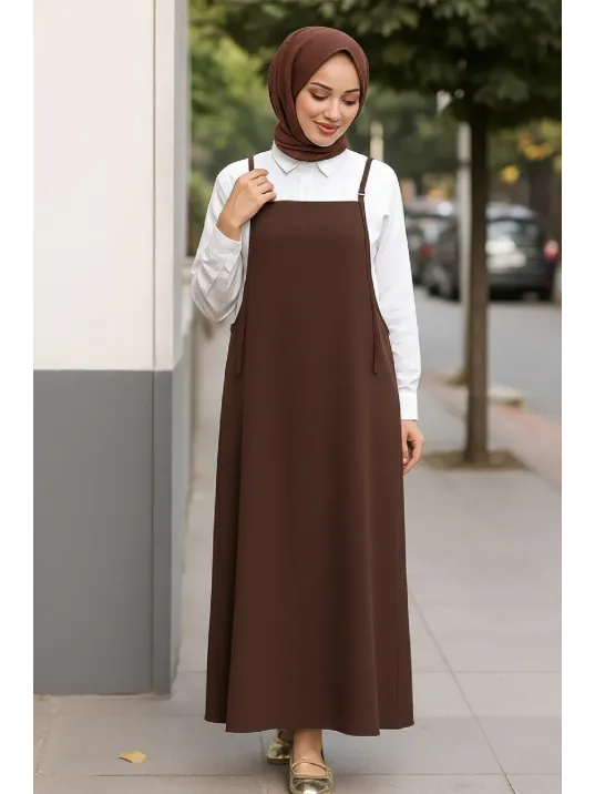 Kadın Acı Kahverengi Basic Ayarlanabilir Askılı Jile Elbise Kadın Acı Kahverengi Basic Ayarlanabilir Askılı Jile Elbise