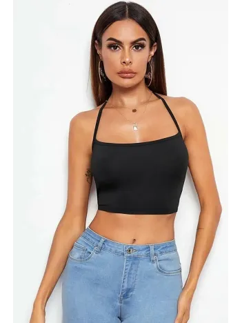 Kadın Siyah Belden Bağlamalı Şık Büstiyer – Modern Ve Şık Tasarım