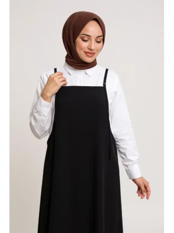 Kadın Siyah Basic Ayarlanabilir Askılı Jile Elbise – Şık, Rahat Ve 4 Mevsim Kullanıma Uygun