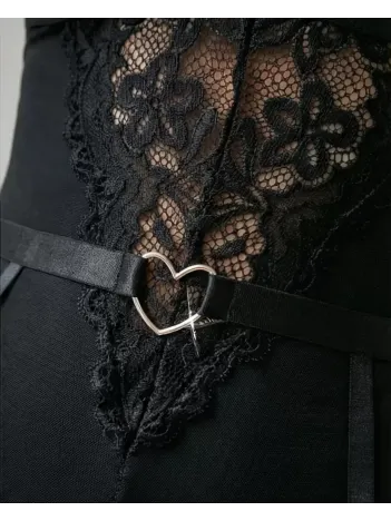 Kadın Siyah Dantel Jartiyerli Bodysuit Gecelik - Kemer Detaylı Kadın Siyah Dantel Jartiyerli Bodysuit Gecelik - Kemer Detaylı