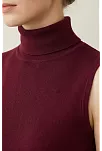 Kadın Bordo Kolsuz Balıkçı Yaka Basic Bluz