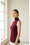 Kadın Bordo Kolsuz Balıkçı Yaka Basic Bluz