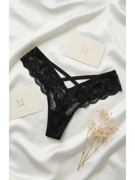 Kadın Siyah Dantel Tanga Külot – Modern Ve Şık Tasarım
