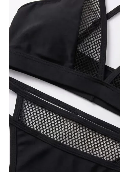 Kadın Siyah File Detaylı Iç Çamaşır Takımı – Modern, Konforlu Ve Günlük Kombinlere Uygun