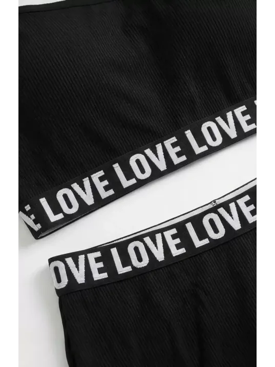 Kadın Siyah Çapraz Sırt Ve Love Yazı Detaylı Iç Çamaşır Takımı – Modern, Konforlu