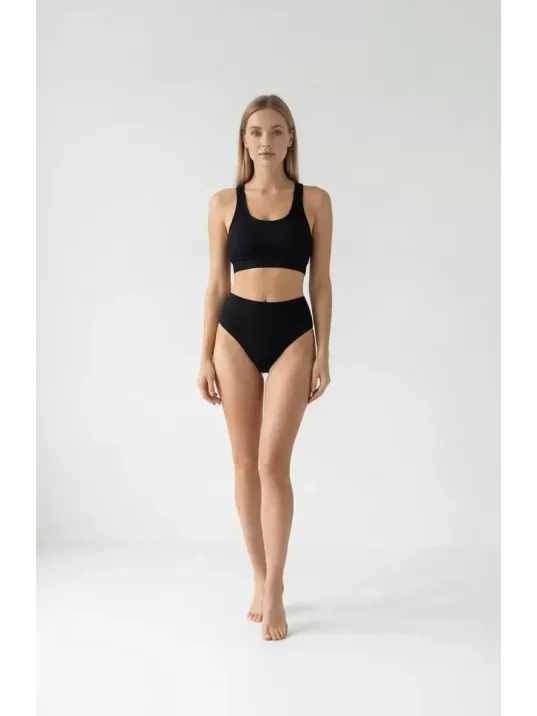 Kadın Siyah Çapraz Sırt Detaylı Iç Çamaşır Takımı – Modern, Konforlu Ve Günlük Kombinlere Uygun