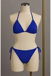 Kadın Mavi Yandan Ve Boyundan Bağlamalı Bikini Mayo Takımı