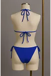 Kadın Mavi Yandan Ve Boyundan Bağlamalı Bikini Mayo Takımı
