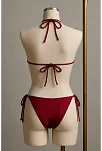 Kadın Bordo Yandan Ve Boyundan Bağlamalı Bikini Mayo Takımı
