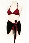 Kadın Bordo Siyah Pareolu Yandan Ve Boyundan Bağlamalı 3'lü Bikini Takımı – Modern, Konforlu Ve Günlük Kombinlere Uygun