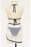 Kadın Siyah Beyaz Pareolu Yandan Ve Boyundan Bağlamalı 3'lü Bikini Takımı – Modern, Konforlu Ve Günlük Kombinlere Uygun